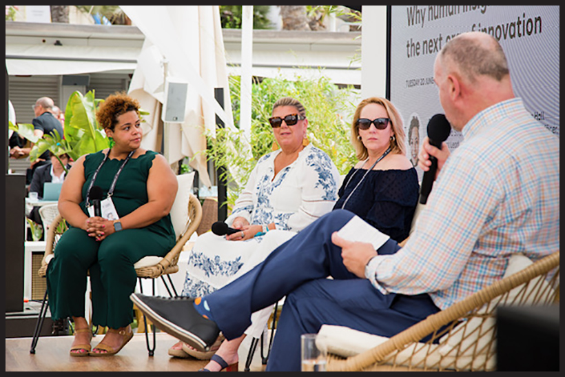 Four people, Boles-Marshall, Hall, Kelley and Barrett, engaged in seated conversation