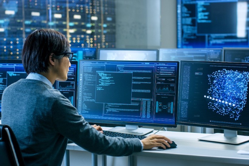 Technician working on computer