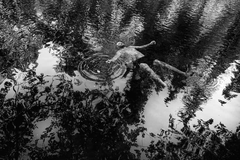 Man floating in water